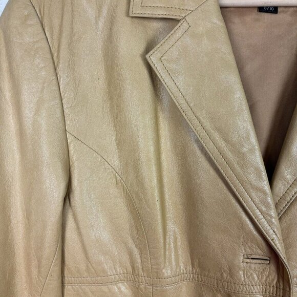 VINTAGE EXPRESS Leather Jacket Tan Womens 9/10‎ Weathered Western Boho Festival - Picture 8 of 11